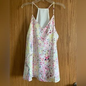 White Floral Print Tank